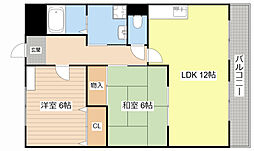 JR東海道・山陽本線 能登川駅 徒歩8分の賃貸マンション 2階2LDKの間取り