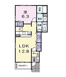近江鉄道近江本線 愛知川駅 徒歩8分の賃貸アパート 1階1LDKの間取り