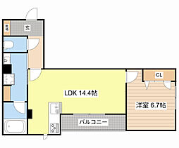 JR東海道・山陽本線 草津駅 徒歩19分の賃貸マンション 3階1LDKの間取り