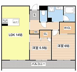 JR東海道・山陽本線 草津駅 徒歩19分の賃貸マンション 3階2LDKの間取り