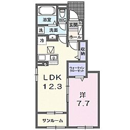 近江鉄道近江本線 五箇荘駅 徒歩3分の賃貸アパート 1階1LDKの間取り