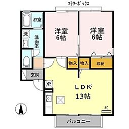 JR東海道・山陽本線 米原駅 徒歩7分の賃貸アパート 1階2LDKの間取り