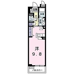 JR湖西線 唐崎駅 徒歩9分の賃貸マンション 3階ワンルームの間取り