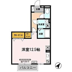 JR東海道・山陽本線 南草津駅 徒歩24分の賃貸アパート 2階ワンルームの間取り