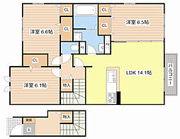 JR湖西線 唐崎駅 徒歩19分の賃貸アパート 2階3LDKの間取り