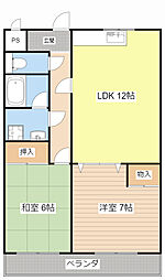 JR東海道・山陽本線 南彦根駅 徒歩33分の賃貸マンション 1階2LDKの間取り