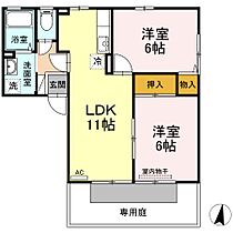 ピュアハイツSERITA  ｜ 福岡県北九州市八幡西区御開1丁目（賃貸アパート2LDK・1階・50.50㎡） その2