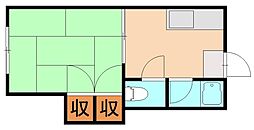 コーポ枝光 1Kの間取図画像