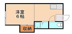 シティベール陣山C棟 1Kの間取図画像