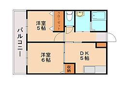 パーシモンB 2DKの間取図画像