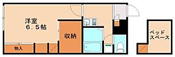 レオパレスローズクラタ 1Kの間取図画像