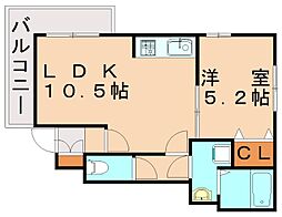 クロスロード 1LDKの間取図画像