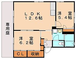 アクシス本城B 2LDKの間取図画像