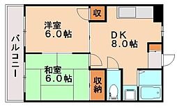 シャトレ大浦3 2DKの間取図画像