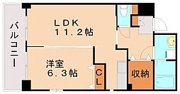 フォレスト陣原 1LDKの間取図画像