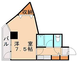 ダイナコートヒルズ折尾 1Kの間取図画像
