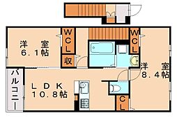 メゾンド・プチ・フルールXI 2LDKの間取図画像