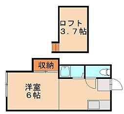 シティベール陣山C棟 ワンルームの間取図画像