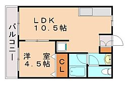 カレッジライフイシモト 1LDKの間取図画像