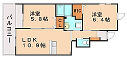 リベルテ 2LDKの間取図画像