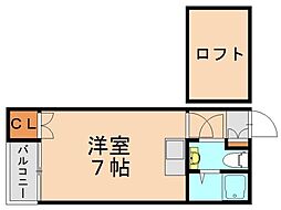 ピサ藤原 ワンルームの間取図画像