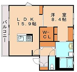 ファミール二島B 1LDKの間取図画像