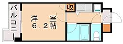 ギャラン黒崎 1Kの間取図画像
