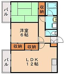 林ビル 2LDKの間取図画像