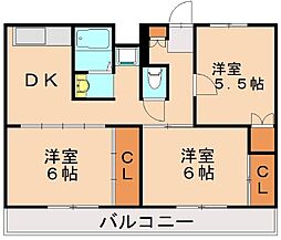 ビレッジハウス則松1 3DKの間取図画像
