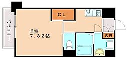 プロスペレ折尾 1Kの間取図画像