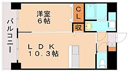 フォレスト陣原 1LDKの間取図画像