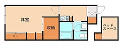 レオパレス三輪弐番館 1Kの間取図画像