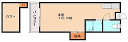 シティベール医生ケ丘B棟 ワンルームの間取図画像