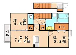 ポサーダ本城 2LDKの間取図画像