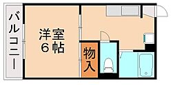 リバーサイドかなだ 1Kの間取図画像