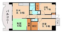 オロマーレ折尾南1 3DKの間取図画像