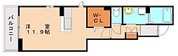 ピンズ本城 ワンルームの間取図画像