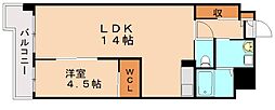 ヴァンクレスト 1LDKの間取図画像