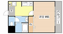 ポレールさかえ 2階1Kの間取り