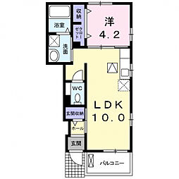 ブローテ 1階1LDKの間取り