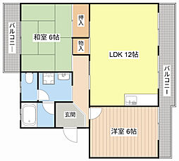 栗東ハイツA 2LDKの間取図画像