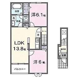 豊郷サンライフ 2階2LDKの間取り