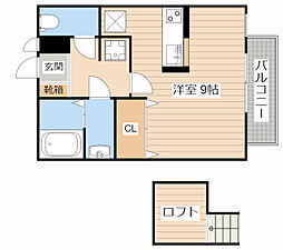 ユリシス 2階ワンルームの間取り