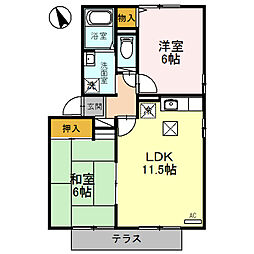 エクレール遠野 1階2LDKの間取り