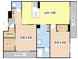 新清館III 3階2LDKの間取り