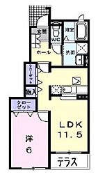 ソレイユ　イズミI 1階1LDKの間取り