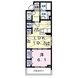 ベルジェ 201 2階1LDKの間取り