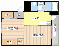 ヴィラナリー南小足1号棟 2Kの間取図画像