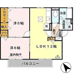 セジュールオ・ラック 2LDKの間取図画像