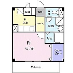 フォーリストヴィレッジ壱番館 1Kの間取図画像